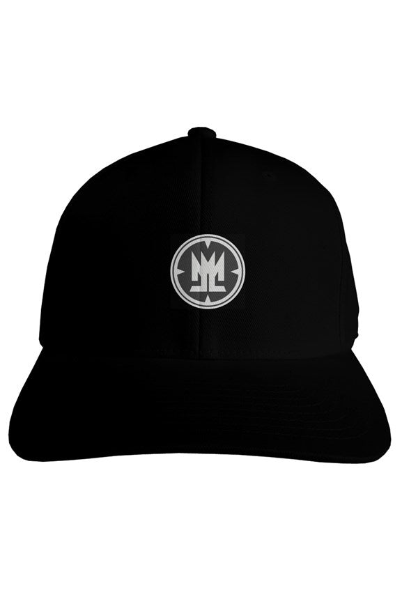 MLLM black fitted cap with white and charcoal Crown Logo